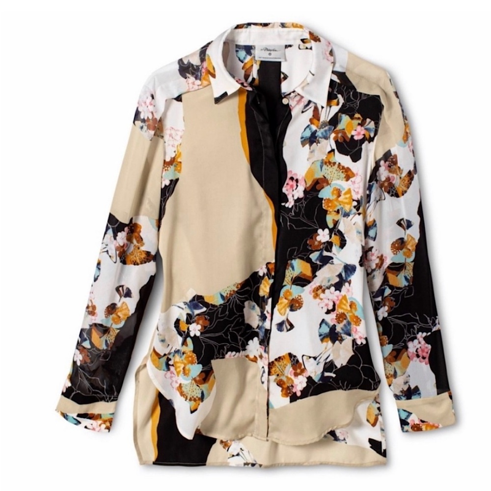 3.1 Phillip Lim X Target Floral Button Up Blouse Sz M Summer Spring Easter Party - Picture 2 of 15
